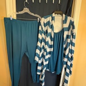Teal and White Chevron Cardigan Set